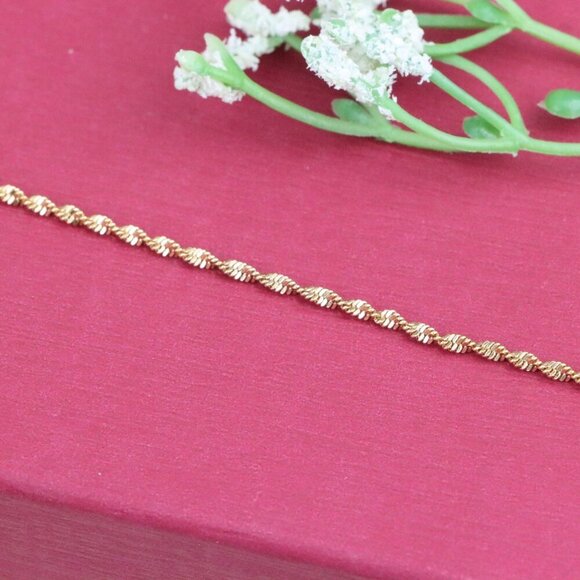 "Delicate Twist Chain Rose Gold Bracelet in Gold-Plated Brass, XPBL1110 - Picture 1 of 13